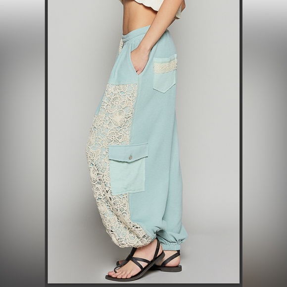 POL NWOT Thermal Crochet Mix Jogger Pants - Picture 4 of 5